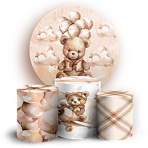 KIT Redondo e Trio - Urso Marrom - Sublimado 3D