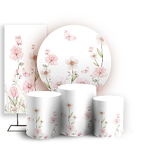 KIT Redondo Trio e Faixa - Jardim Floral - Sublimado 3D