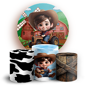 KIT Redondo e Trio - Fazendinha Menino - Sublimado 3D