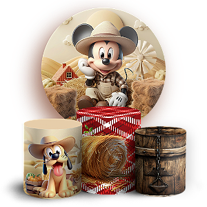 KIT Redondo e Trio - Mickey Fazendinha - Sublimado 3D
