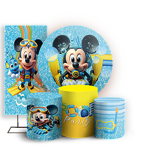 KIT Redondo Trio e Faixa - Mickey Fundo - Sublimado 3D
