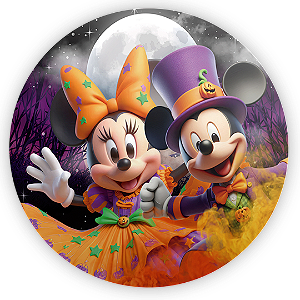 Painel de Mesa - Mickey Dia das Bruxas Halloween - Sublimado 3D