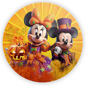 Painel de Mesa - Mickey Dia das Bruxas Halloween - Sublimado 3D
