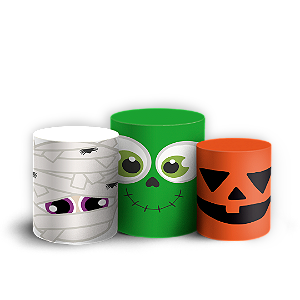 Trio Cilindro - Dia das Bruxas Halloween - Sublimado 3D