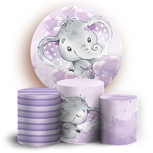 KIT Redondo e Trio - Elefante Rosa - Sublimado 3D