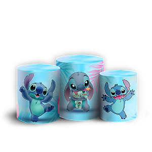 Trio Cilindro - Lilo e Stitch Azul - Sublimado 3D + Elástico