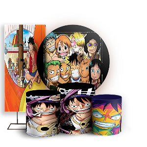 KIT Redondo Trio e Faixa - One Piece - Sublimado 3D