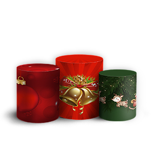 Trio Cilindro - Natal - Sublimado 3D + Elástico