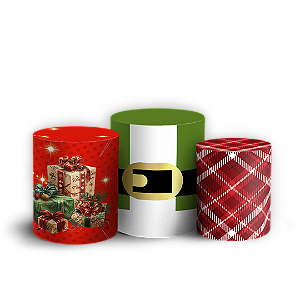 Trio Cilindro - Natal - Sublimado 3D + Elástico
