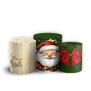 Trio Cilindro - Natal - Sublimado 3D + Elástico