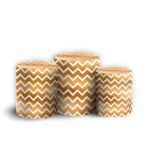 Trio Cilindro - Fundo Chevron Zig Zag - Sublimado 3D + Elástico