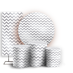 KIT Redondo Trio e Faixa - Fundo Chevron Zig Zag - Sublimado 3D