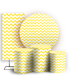 KIT Redondo Trio e Faixa - Fundo Chevron Zig Zag - Sublimado 3D