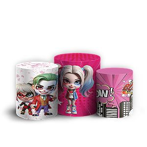 Trio Cilindro - Arlequina e Coringa - Sublimado 3D