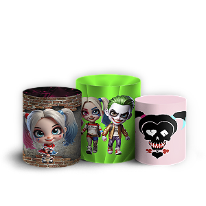 Trio Cilindro - Arlequina e Coringa - Sublimado 3D