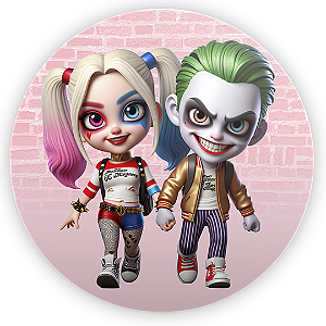 Painel de Mesa - Arlequina e Coringa - Sublimado 3D