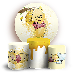 KIT Redondo e Trio - Ursinho Pooh Aquarela - Sublimado 3D