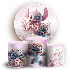KIT Redondo e Trio - Stitch Rosa - Sublimado 3D