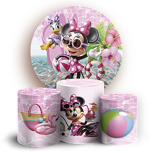 KIT Redondo e Trio - Minnie Pool Party - Sublimado 3D