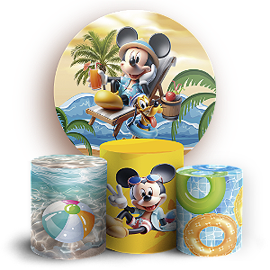KIT Redondo e Trio - Mickey Pool Party - Sublimado 3D