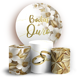 KIT Redondo e Trio - Bodas De Ouro - Sublimado 3D