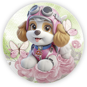 Painel de Mesa - Patrulha Canina Rosa - Sublimado 3D