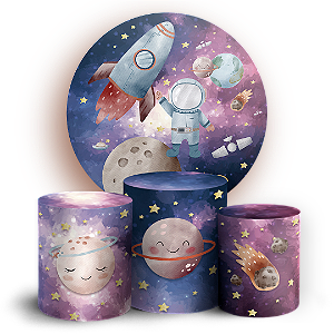 KIT Redondo e Trio - Astronauta - Sublimado 3D