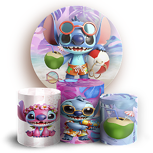 KIT Redondo e Trio - Stitch Pool Party - Sublimado 3D