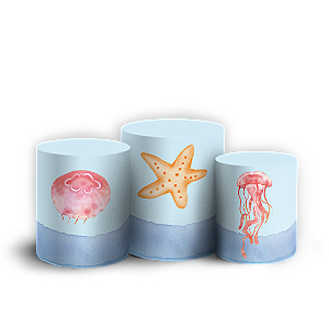 Trio Cilindro - Fundo Do Mar - Sublimado 3D