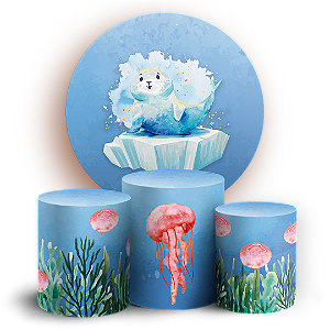 KIT Redondo e Trio - Fundo Do Mar  - Sublimado 3D