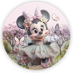 Painel Redondo - Minnie Jardim - Sublimado 3D