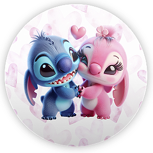 Painel Redondo - Lilo Stitch Angel - Sublimado 3D