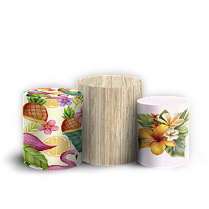 Trio Cilindro - Tropical Floral - Sublimado 3D