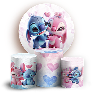 KIT Redondo e Trio - Lilo Stitch Angel - Sublimado 3D
