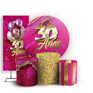 KIT Redondo Trio e Faixa - 30 Anos - Sublimado 3D