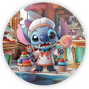 Painel de Mesa - Stitch Confeiteiro - Sublimado 3D