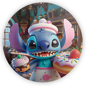 Painel de Mesa - Stitch Confeiteiro - Sublimado 3D