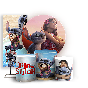 KIT Redondo Trio e Faixa - Lilo Stitch - Sublimado 3D