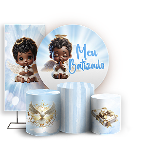 KIT Redondo Trio e Faixa - Anjos Batismo - Sublimado 3D