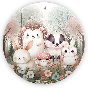 Painel de Mesa - Animais Bosque Encantado - Sublimado 3D
