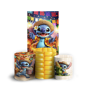 Faixa Lateral e Trio Cilindro Sublimado 3D Vest Facil - Lilo Stitch Festa Junina