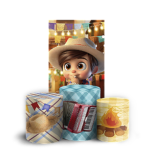 Faixa Lateral e Trio Cilindro Sublimado 3D Vest Facil - Patrulha Canina Festa Junina