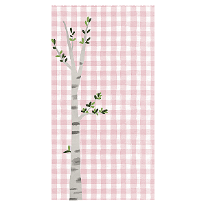 Faixa Lateral - Fundo Xadrez Arvore Animais Bosque Rosa - Sublimado 3D