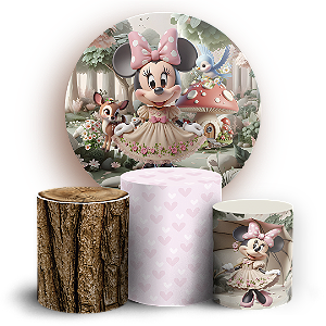 KIT Redondo e Trio - Minnie Bosque - Sublimado 3D