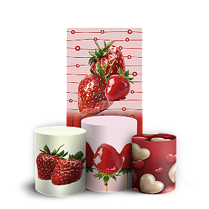 Faixa Lateral e Trio Cilindro Sublimado 3D Vest Facil - Morango Do Amor