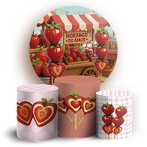 KIT Redondo e Trio - Morango Do Amor - Sublimado 3D
