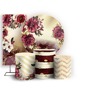 KIT Redondo Trio e Faixa - Floral - Sublimado 3D