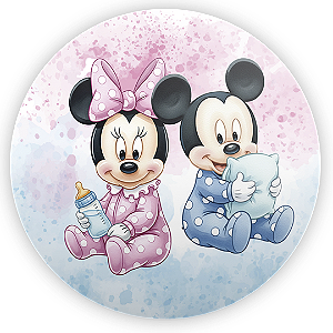 Painel Redondo - Mickey E Minnie Baby - Sublimado 3D
