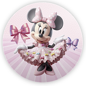Painel Redondo - Minnie Rosa - Sublimado 3D