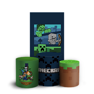 Faixa Lateral e Trio Cilindro Sublimado 3D Vest Facil - Minecraft